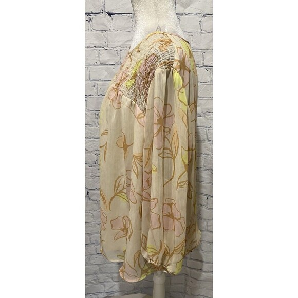 EVRI Womens Tan Yellow Peach Lightweight Floral Blouse Size 2X - Picture 3 of 8